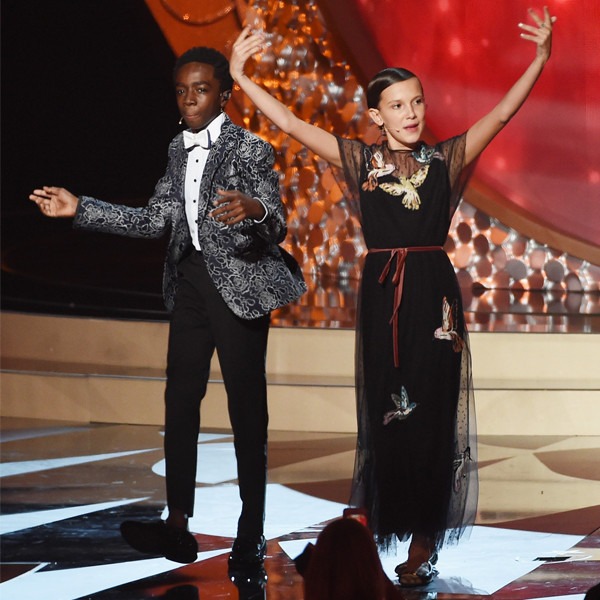 Gaten Matarazzo, Caleb McLaughlin, Millie Bobby Brown, 2016 Emmy Awards Gaten Matarazzo, Caleb McLaughlin, Millie Bobby Brown, 2016 Emmy Awards